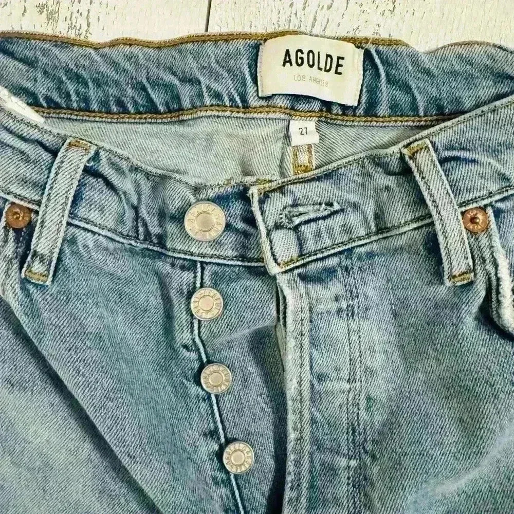 AGOLDE  REVOLVE - Nico High Rise Slim Fit Button Fly Distressed Size 27 - Picture 4 of 14